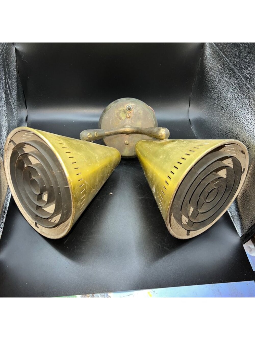 MCM Lightolier Two-Cone Adjustable Brass Wall Sconce Dual Directional Design VTG